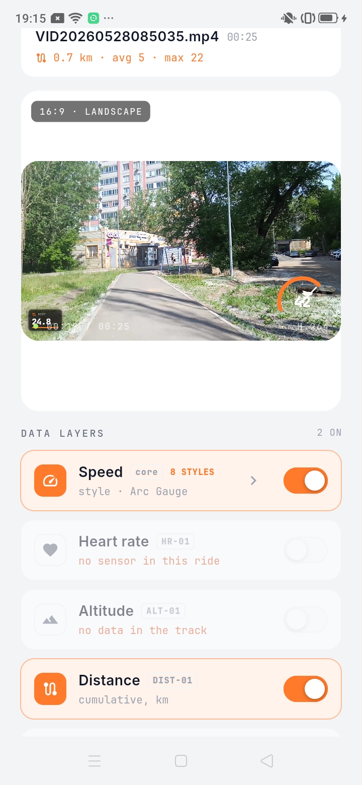 SirenGPX studio: speedometer style and metric layers